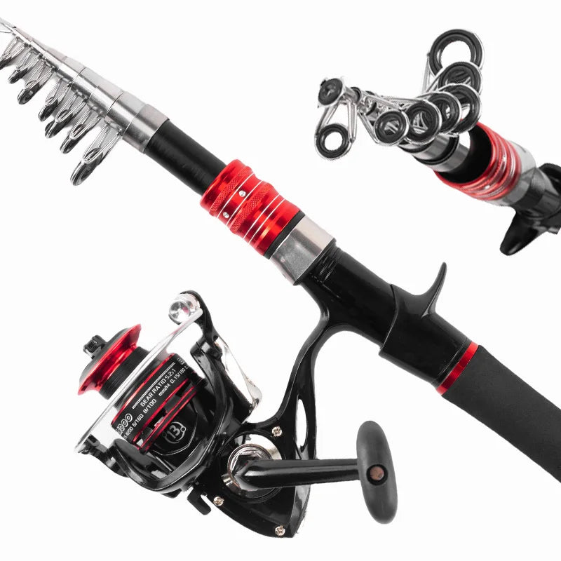 2.1M Fishing Rod Reel Combo Kit - Rod & Reel Combos with Adjustable Fishing Pole, Spinning Reel, Fishing Line, Artificial Bioni