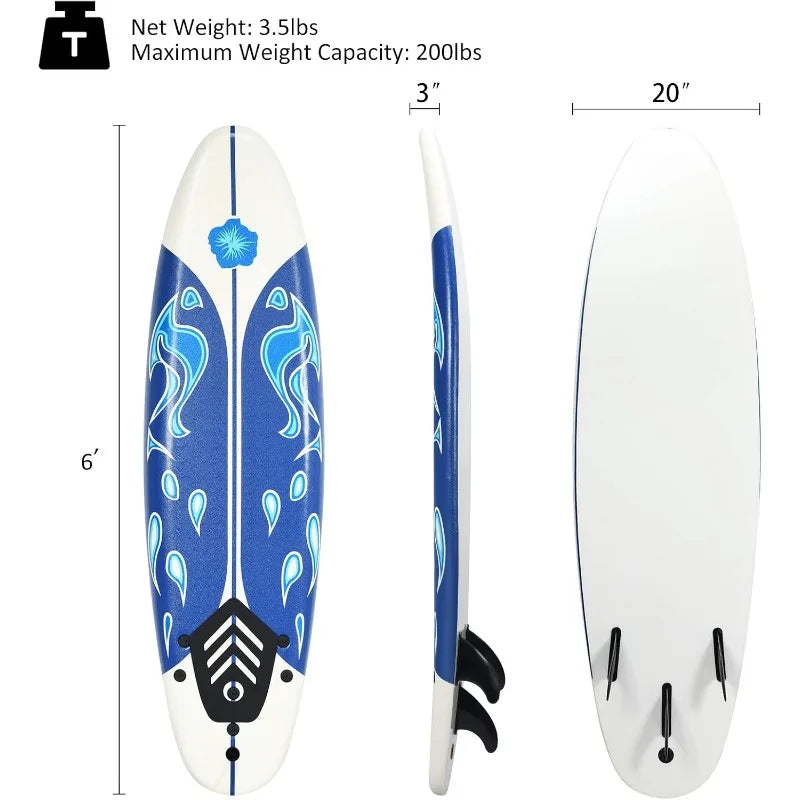 6' Body Board with Removable Fins