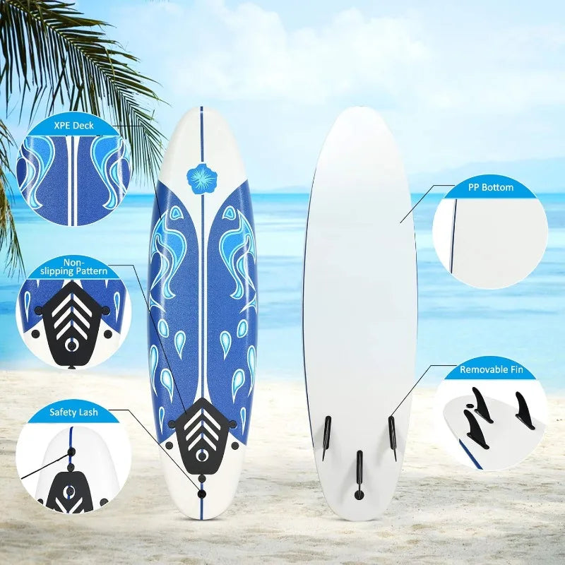 6' Body Board with Removable Fins
