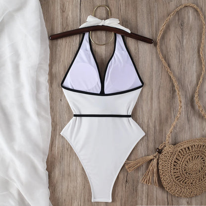 Halter Floral One Piece Swimsuit