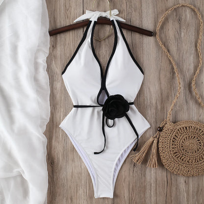 Halter Floral One Piece Swimsuit